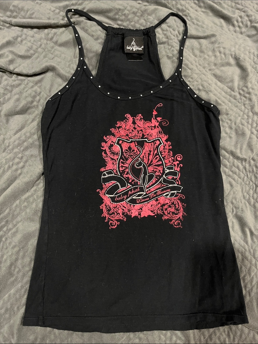 Baby Phat Black Tank with Pink Graphic Crest